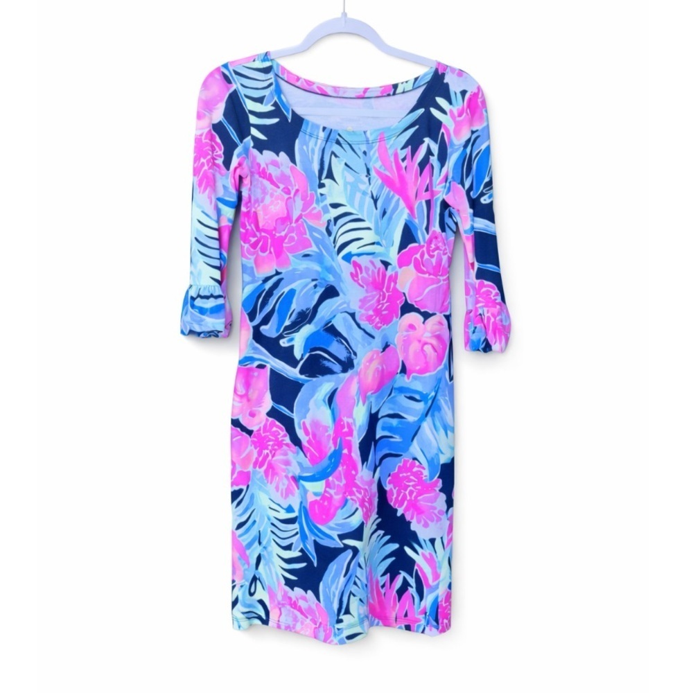 Lilly Pulitzer UPF 50+ SOPHIE RUFFLE DRESS High Tide Shirt Dress preppy coastal